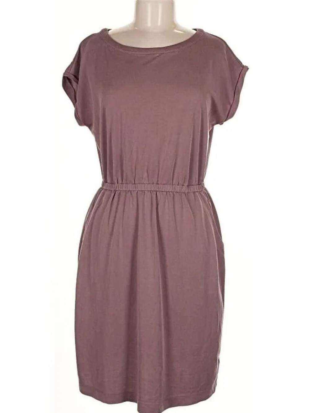 Casual Elastic-Waist Cap-Sleeve Dress - Mauve Nicole Miller New York